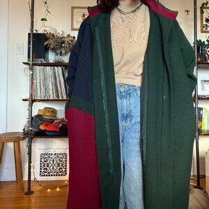 Vintage 90s color blocked wool coat